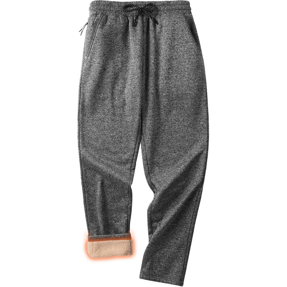 imageZITY Mens Fleece Lined Sweatpants Thick Warm Joggers Pants Sherpa Athletic Track Pants with PocketsGrey