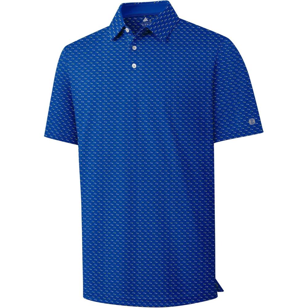 imageZITY Mens Golf Polo Shirt Short Sleeve Performance Moisture Wicking Collared Print Shirt for Golf and Casual WearBlue Deep Sea Fish