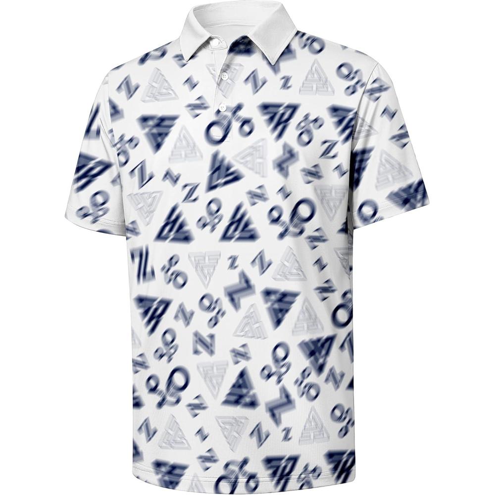imageZITY Mens Golf Polo Shirt Short Sleeve Performance Moisture Wicking Collared Print Shirt for Golf and Casual WearZgeometry Sports