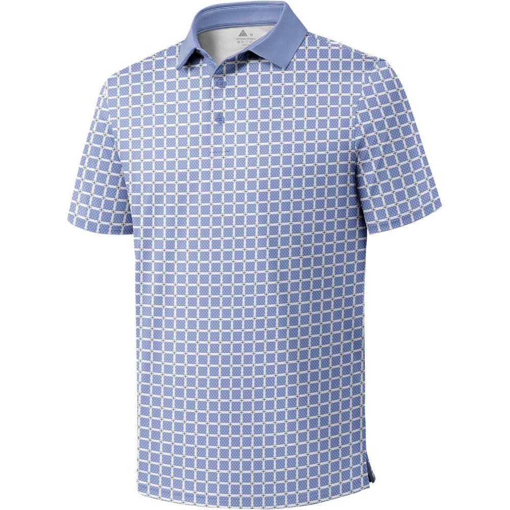 imageZITY Mens Golf Polo Shirt Short Sleeve Performance Moisture Wicking Collared Print Shirt for Golf and Casual WearZlattice