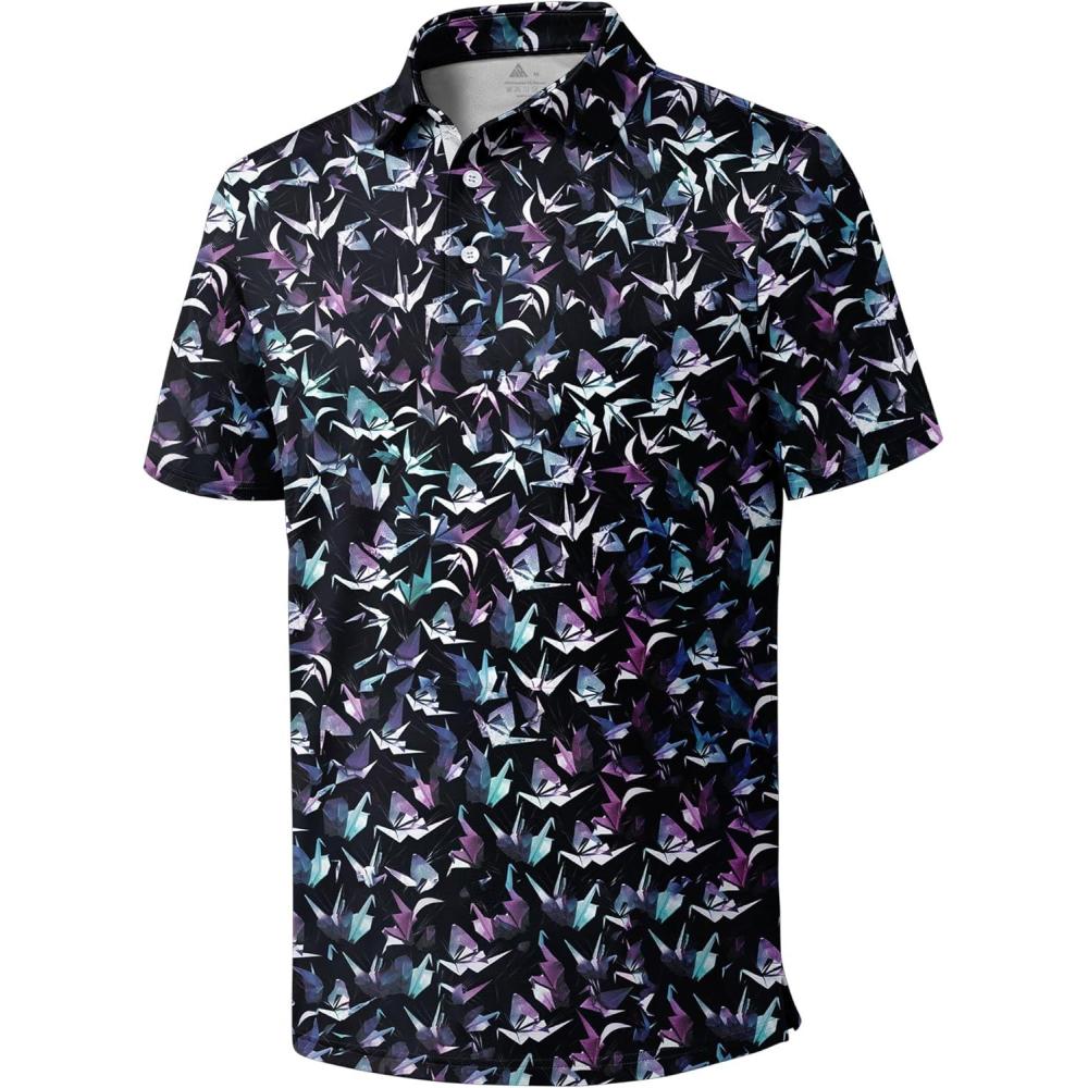imageZITY Mens Golf Polo Shirt Short Sleeve Performance Moisture Wicking Collared Print Shirt for Golf and Casual WearZplant