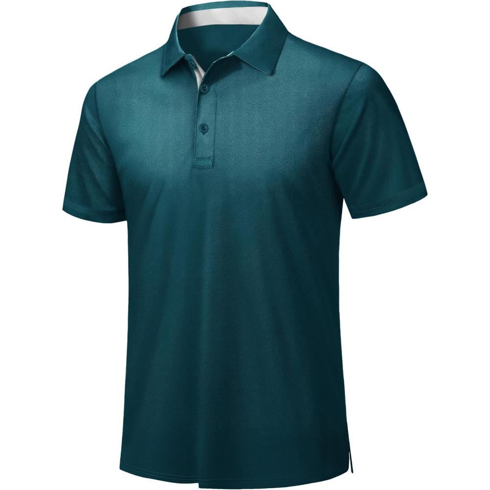 imageZITY Mens Golf Polo Shirts Short Sleeve Quickly Dry Performance Collared Polo Tennis Casual Shirt for MenDark Blue