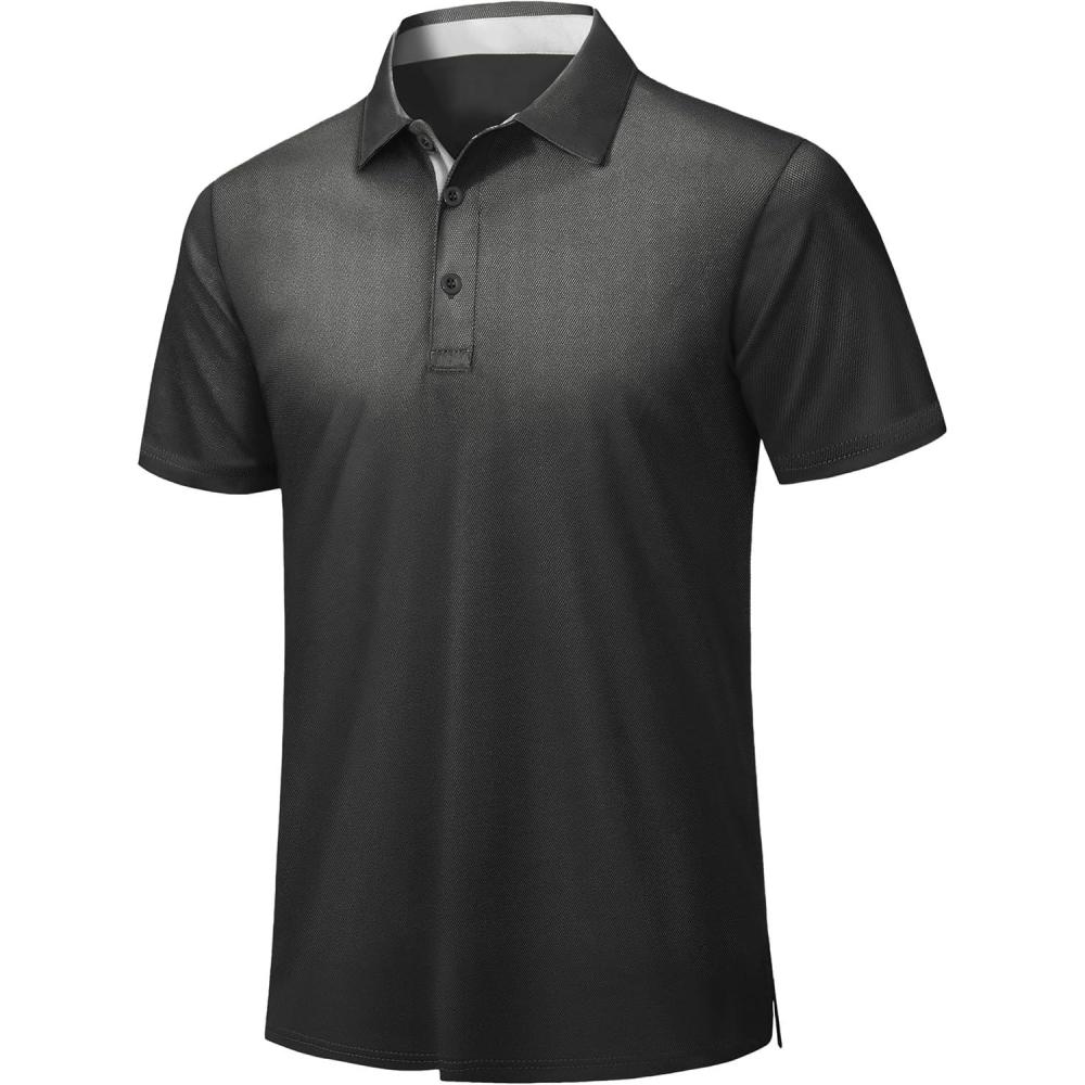 imageZITY Mens Golf Polo Shirts Short Sleeve Quickly Dry Performance Collared Polo Tennis Casual Shirt for MenDark Grey