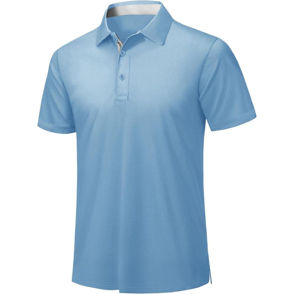 imageZITY Mens Golf Polo Shirts Short Sleeve Quickly Dry Performance Collared Polo Tennis Casual Shirt for MenMoon Blue
