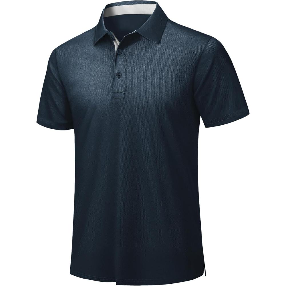 imageZITY Mens Golf Polo Shirts Short Sleeve Quickly Dry Performance Collared Polo Tennis Casual Shirt for MenNavy Blue