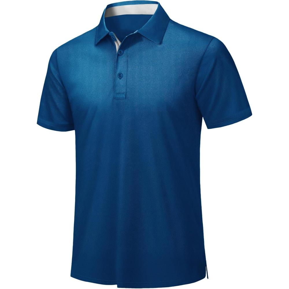 imageZITY Mens Golf Polo Shirts Short Sleeve Quickly Dry Performance Collared Polo Tennis Casual Shirt for MenRoyal Blue