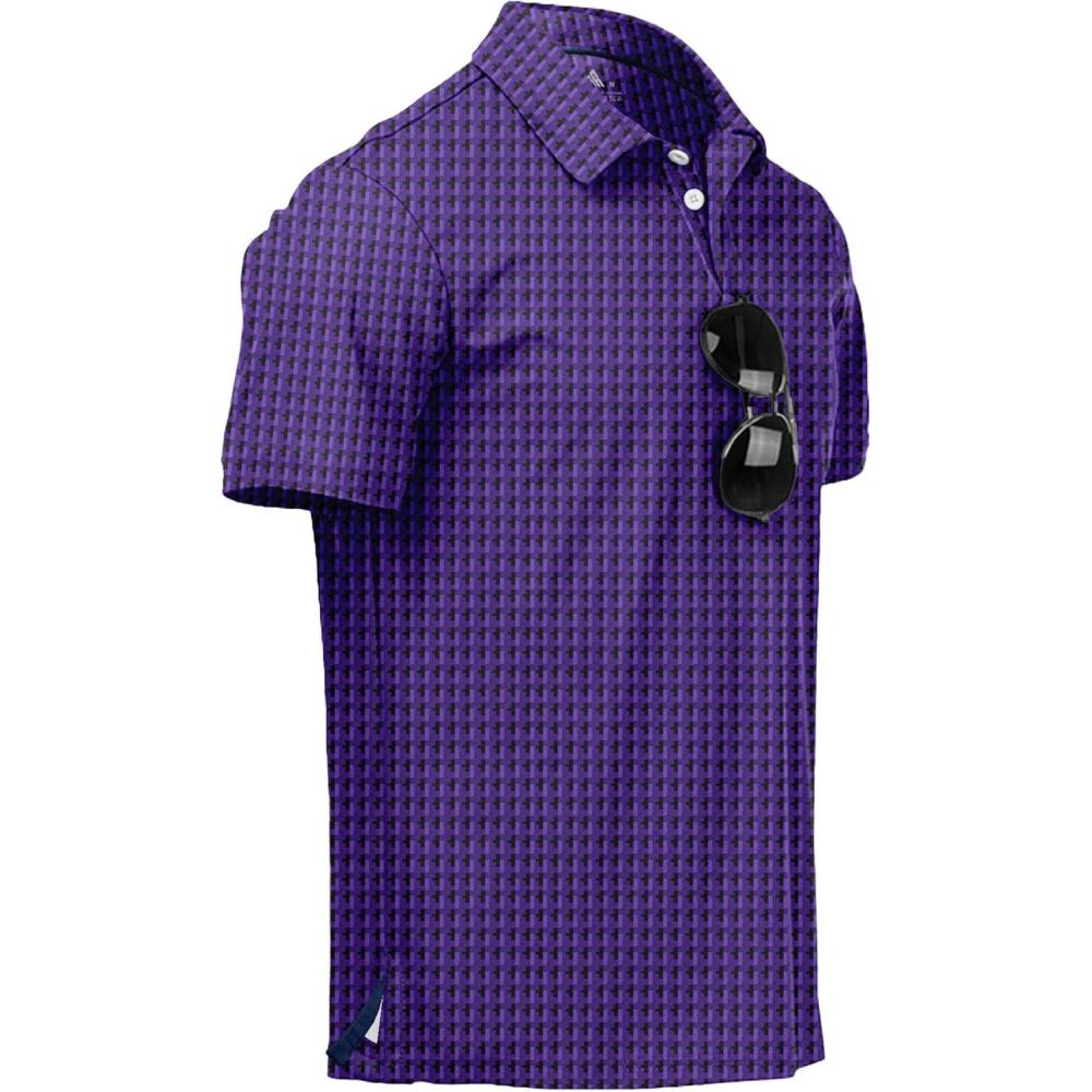 imageZITY Mens Golf Polo Shirts Short Sleeve UPF 50 Performance Moisture Wicking Print Pattern Casual Collared Golf Shirt for MenRich Purple