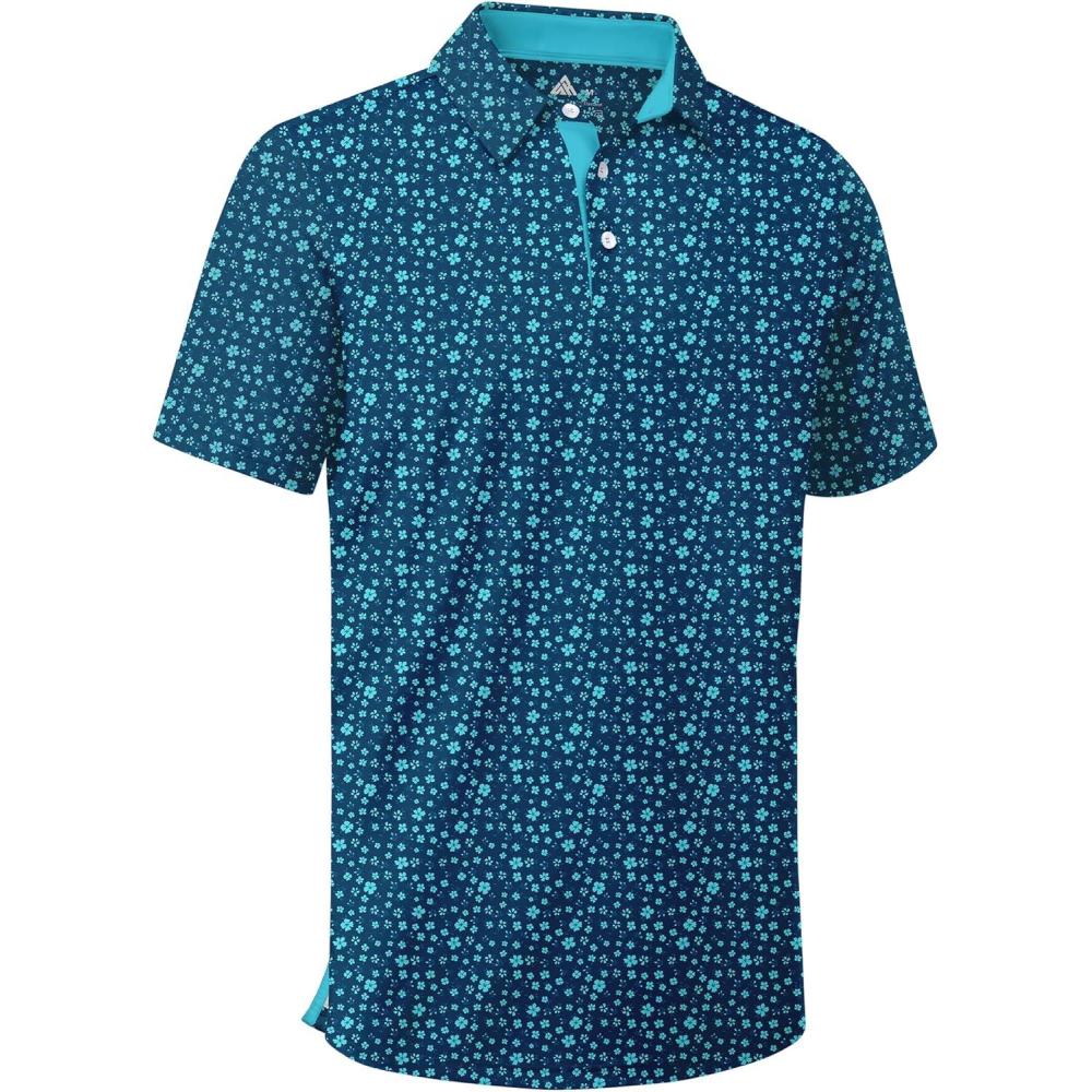 imageZITY Mens Golf Shirt Short Sleeve Moisture Wicking Performance Daily Casual Print Patterns Collared Golf Polo Shirts for MenLegion Blue