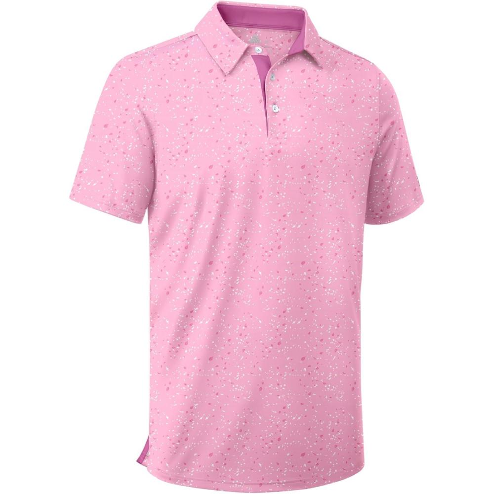 imageZITY Mens Golf Shirt Short Sleeve Moisture Wicking Performance Daily Casual Print Patterns Collared Golf Polo Shirts for MenPink White