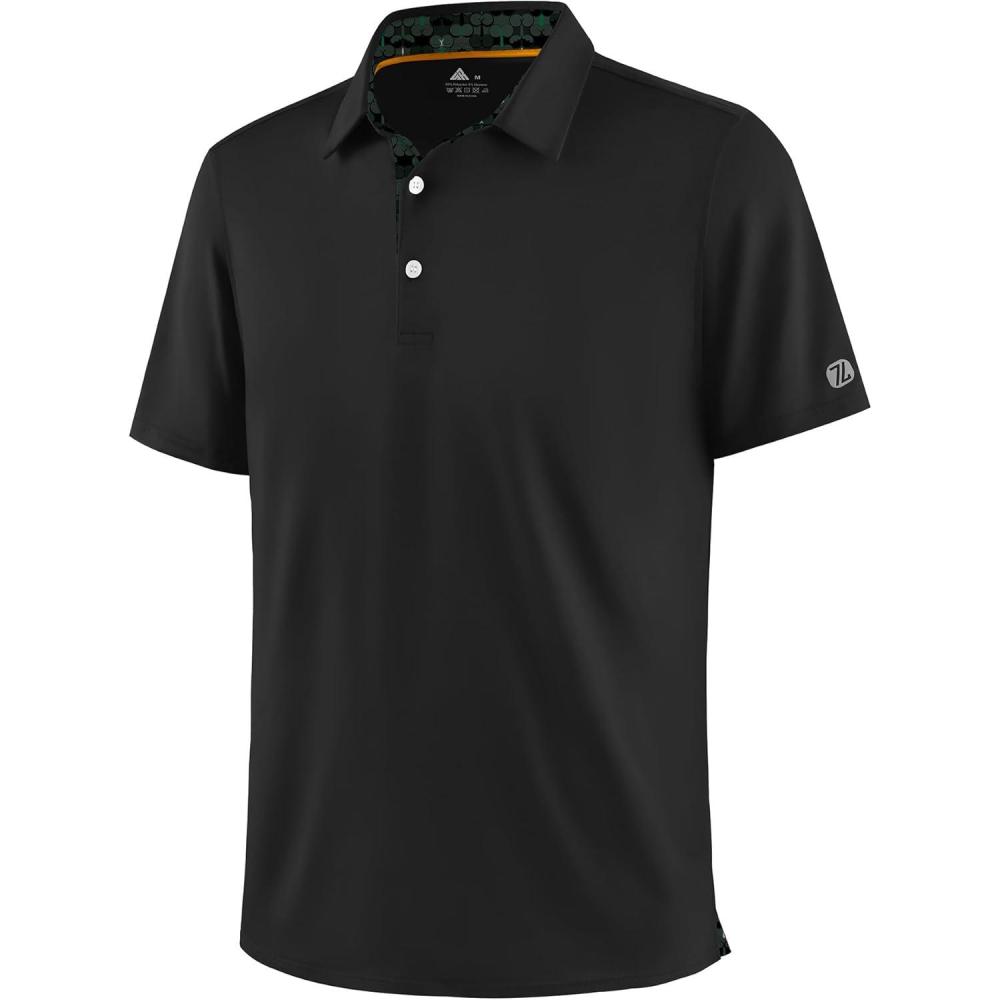 imageZITY Mens Golf Shirt Short Sleeve Moisture Wicking Polo Shirts for Men Performance Casual Stretchy Collared Polo ShirtBlack