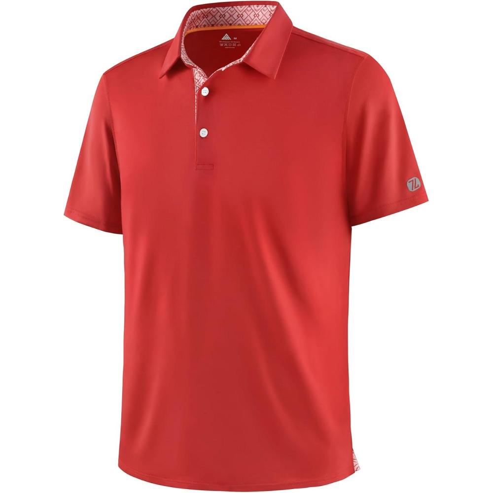 imageZITY Mens Golf Shirt Short Sleeve Moisture Wicking Polo Shirts for Men Performance Casual Stretchy Collared Polo ShirtCranberry Red