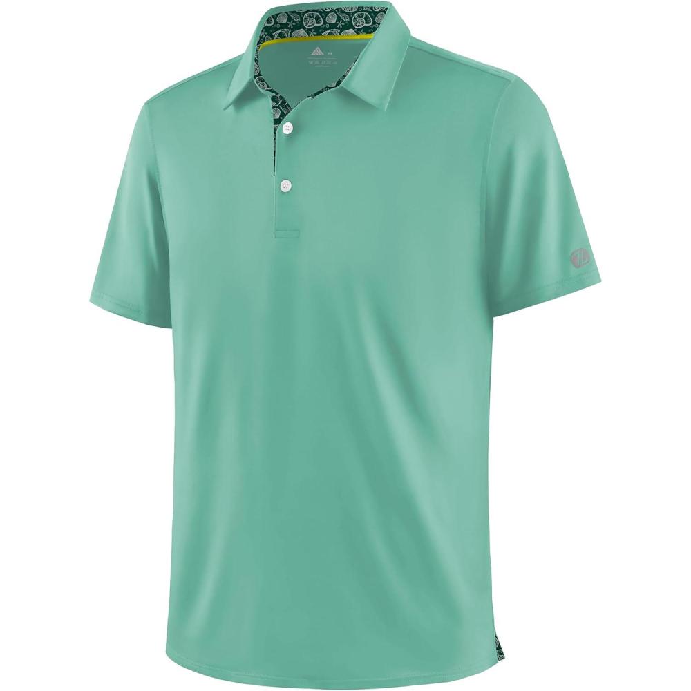 imageZITY Mens Golf Shirt Short Sleeve Moisture Wicking Polo Shirts for Men Performance Casual Stretchy Collared Polo ShirtGreen