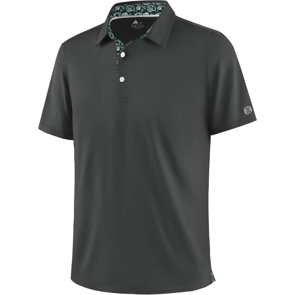 imageZITY Mens Golf Shirt Short Sleeve Moisture Wicking Polo Shirts for Men Performance Casual Stretchy Collared Polo ShirtGrey