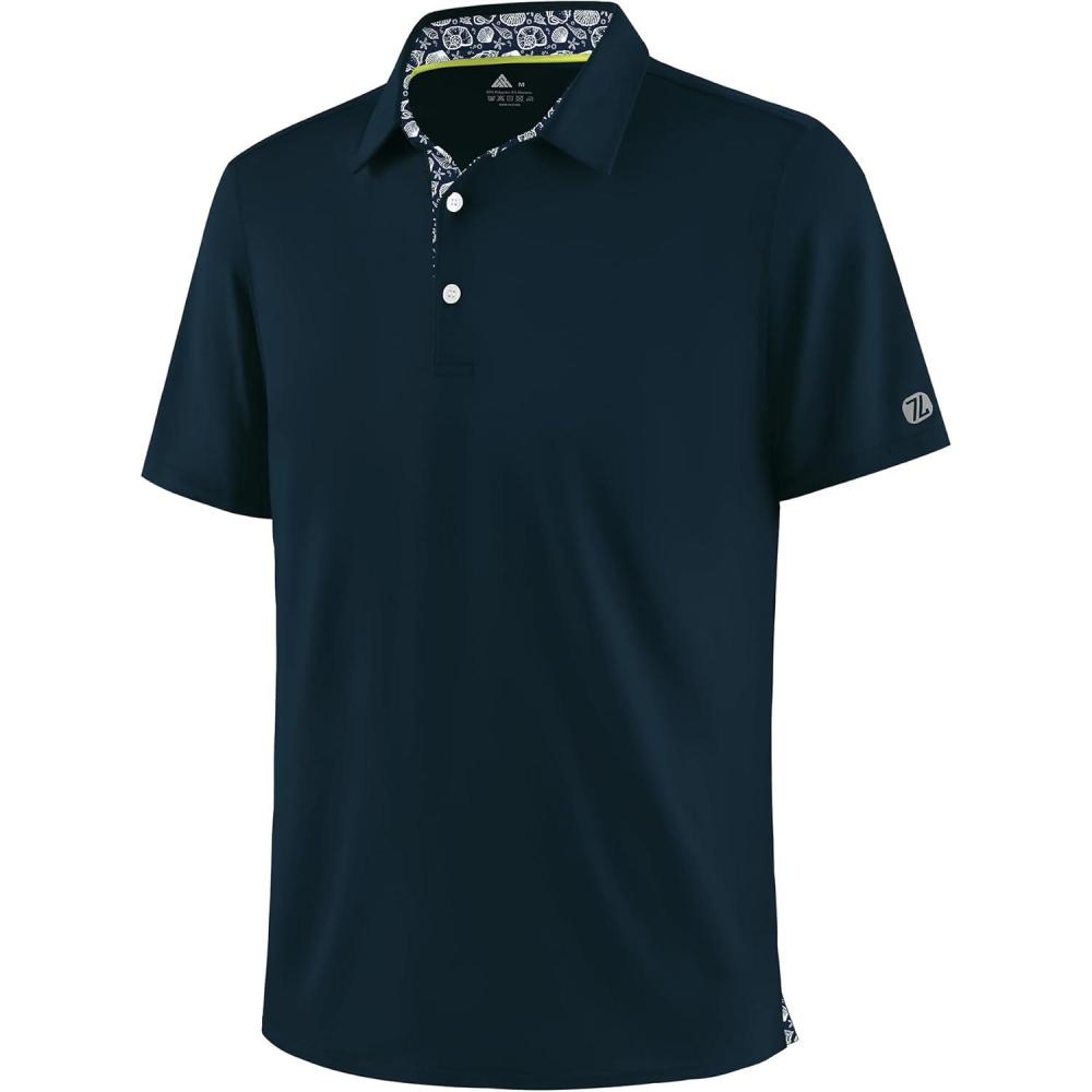 imageZITY Mens Golf Shirt Short Sleeve Moisture Wicking Polo Shirts for Men Performance Casual Stretchy Collared Polo ShirtNavy Blue