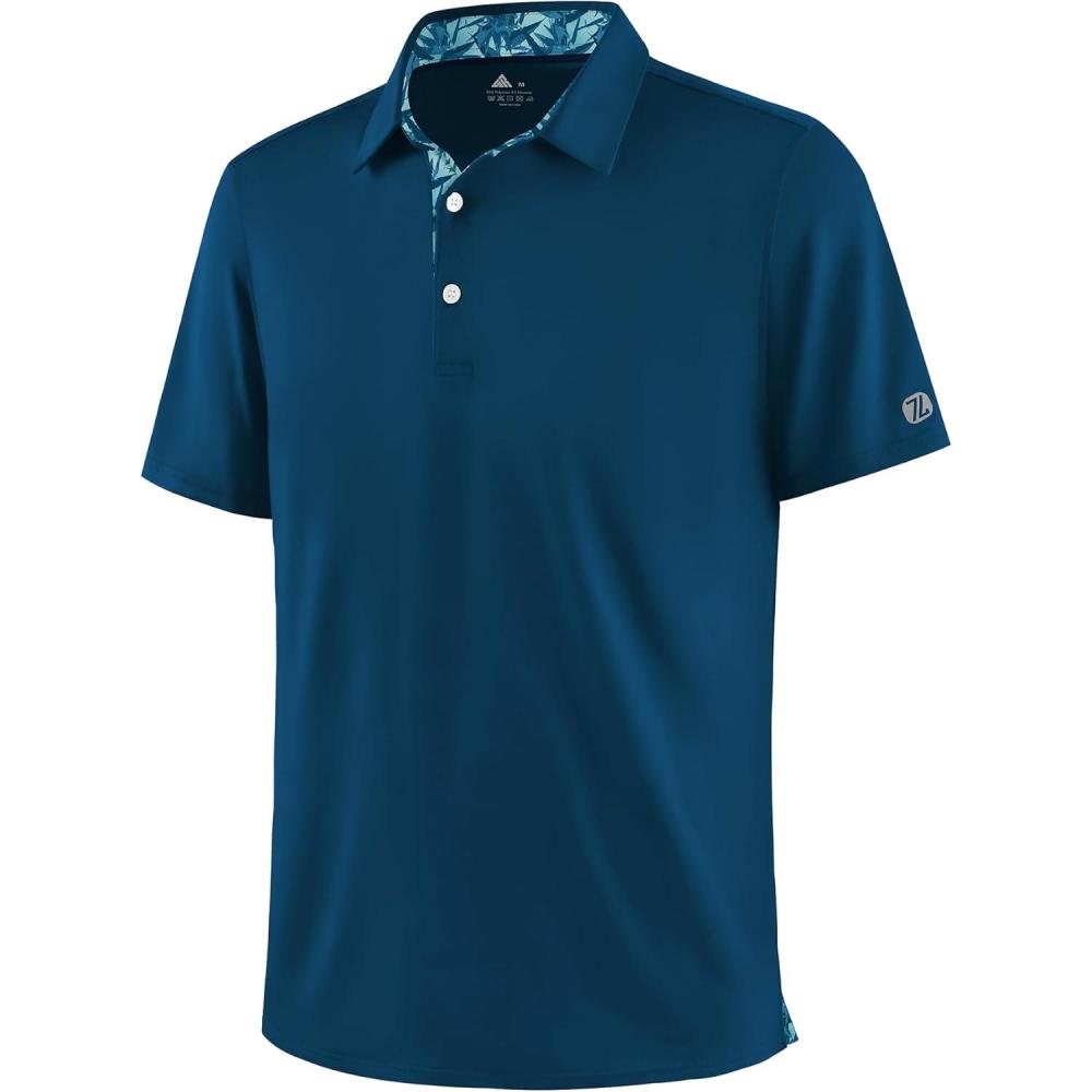 imageZITY Mens Golf Shirt Short Sleeve Moisture Wicking Polo Shirts for Men Performance Casual Stretchy Collared Polo ShirtPrussian Blue