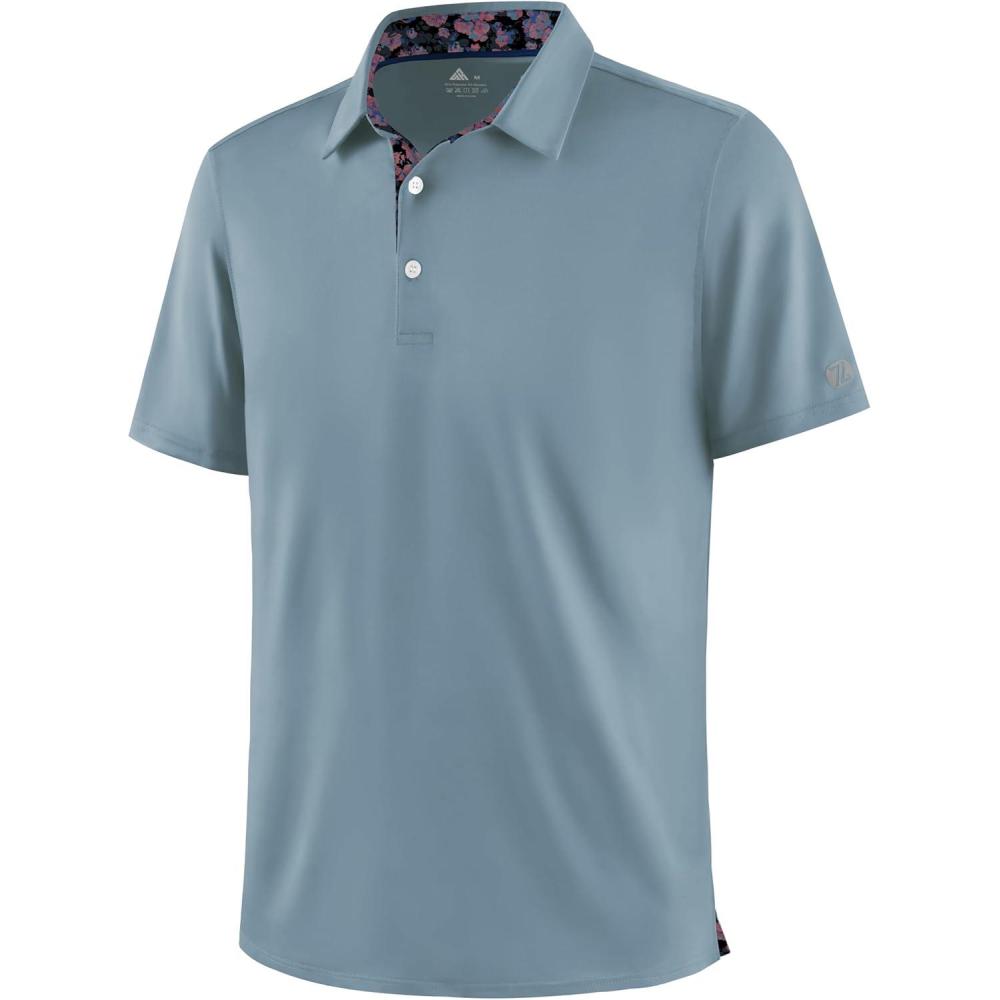 imageZITY Mens Golf Shirt Short Sleeve Moisture Wicking Polo Shirts for Men Performance Casual Stretchy Collared Polo ShirtSmog Blue