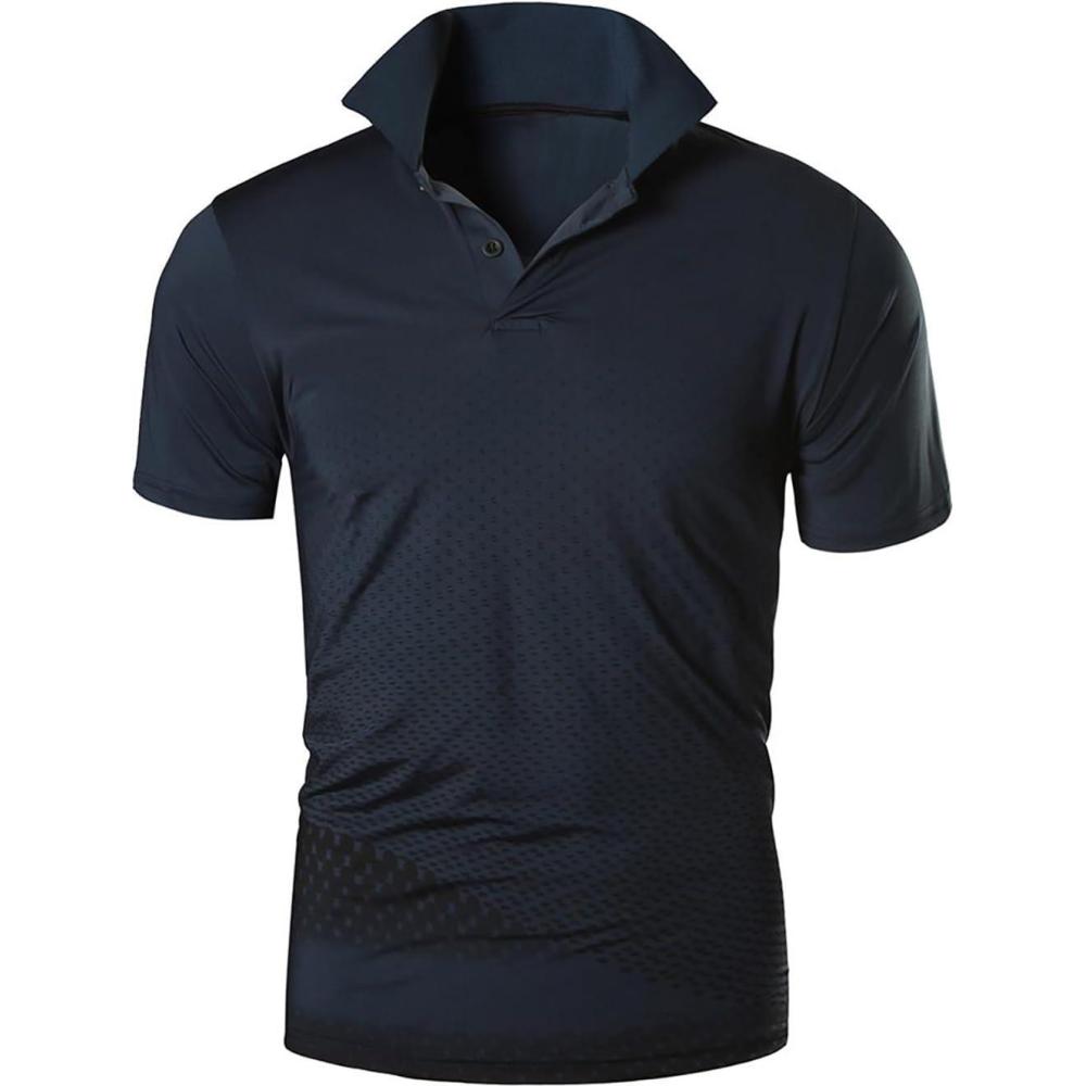 imageZITY Mens Golf Shirt Short Sleeve Performance Athletic Sport Moisture Wicking Tennis Print Tee Collared Polo Shirts for MenDot Black