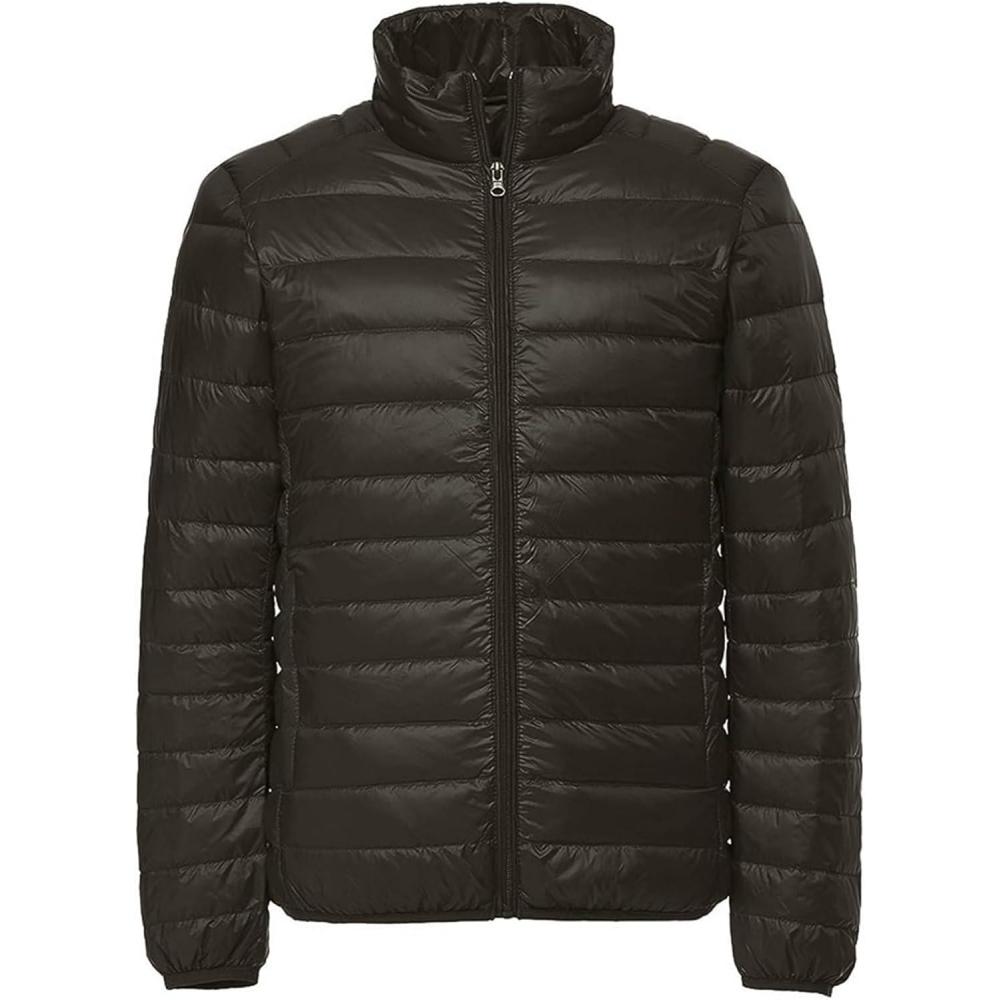 imageZITY Mens Lightweight Puffer Winter Jacket Hooded Insulated Puffy Coat for Snow Ski Hiking TravelC Black