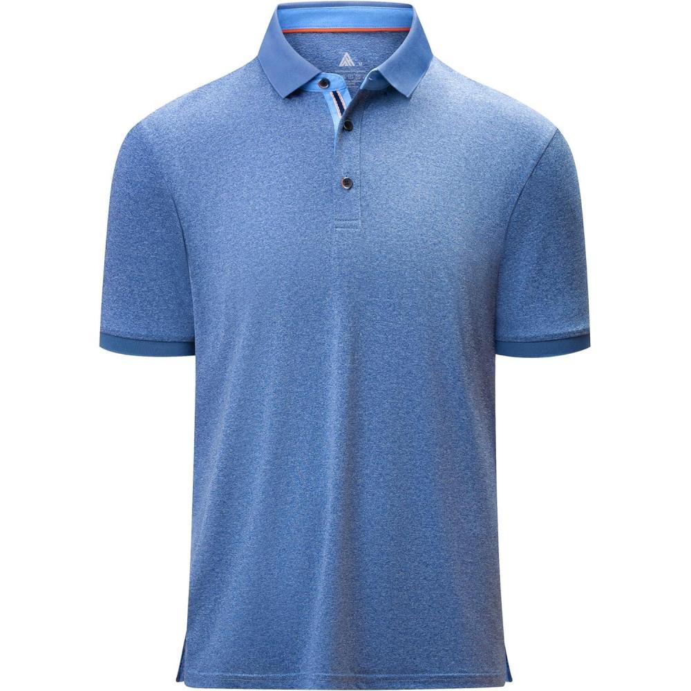 imageZITY Mens Polo Shirts Short Sleeve Moisture Wicking Performance Golf Shirt Casual Collared Button Polo TShirtBlue