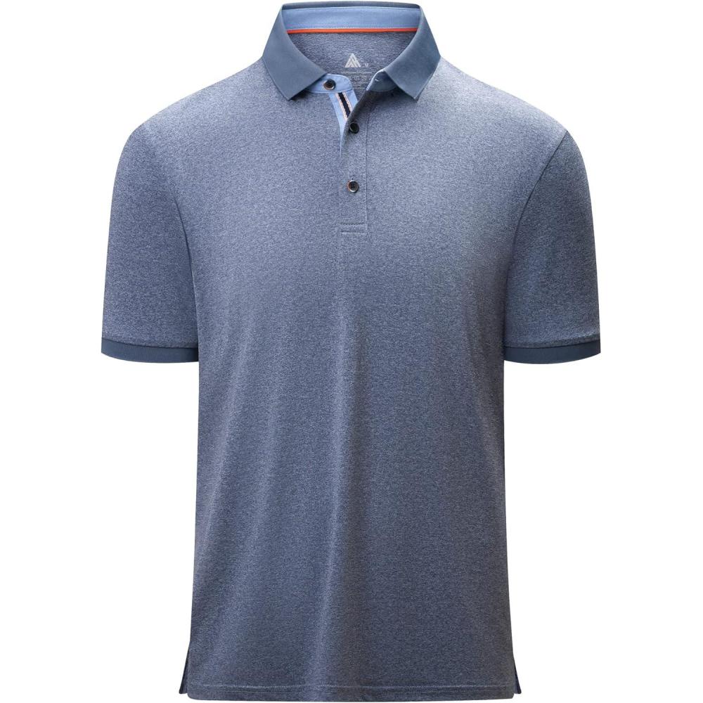 imageZITY Mens Polo Shirts Short Sleeve Moisture Wicking Performance Golf Shirt Casual Collared Button Polo TShirtBlue Grey