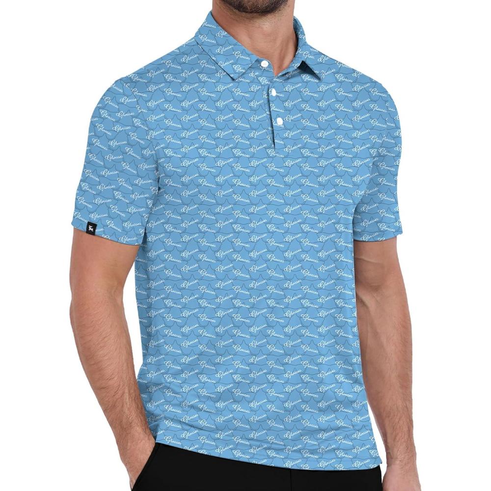imageZITY Mens Print Polo Shirts Short Sleeve Moisture Wicking Shirts for Men Golf Tennis Daily Casual Collared TShirtBlue Characters