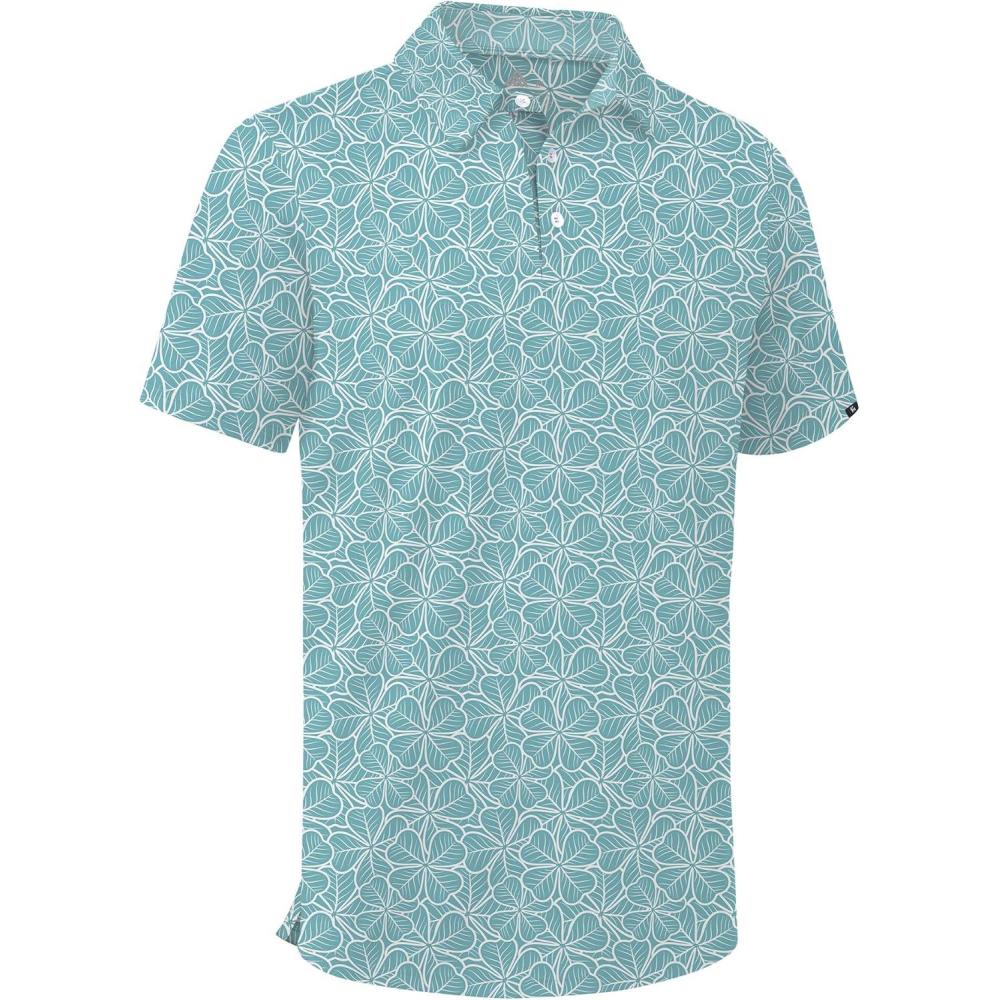 imageZITY Mens Print Polo Shirts Short Sleeve Moisture Wicking Shirts for Men Golf Tennis Daily Casual Collared TShirtFour Leaf Clover
