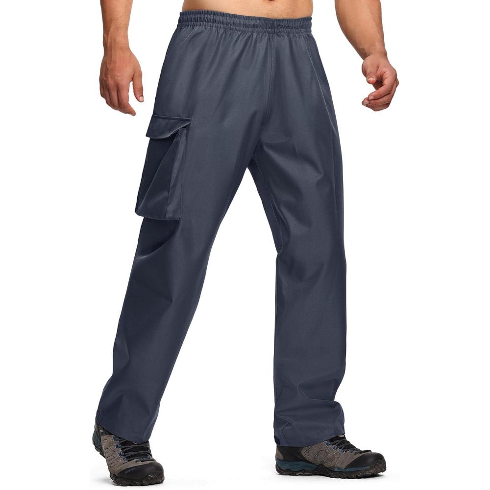 imageZITY Mens Rain Over Pants Waterproof Heavy Duty Thick Hiking Pants Golf Pants with Lightweight Packable BagDark Gray