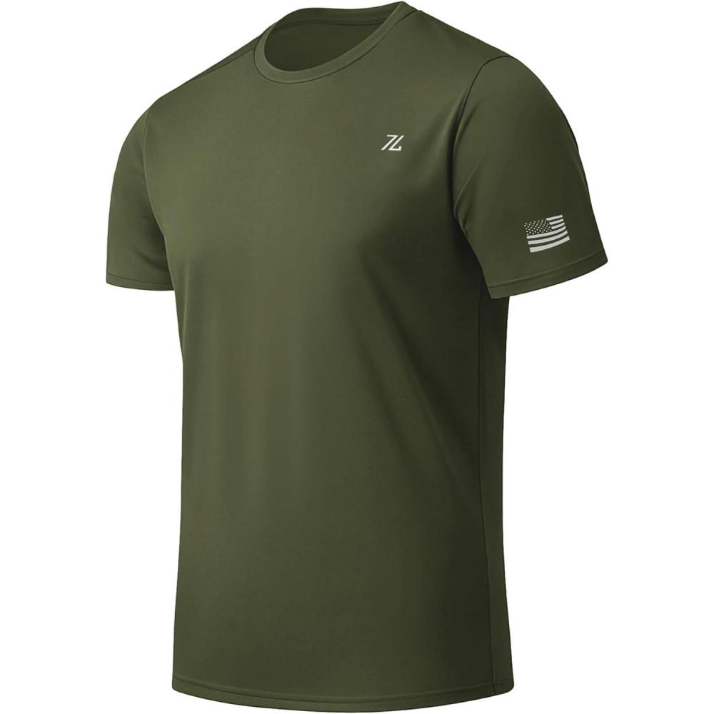 imageZITY Mens Swim Shirt Short Sleeve UPF 50 Sun Protection Fishing Rash Guard TShirts Lightweight Workout Running ShirtsArmy Green