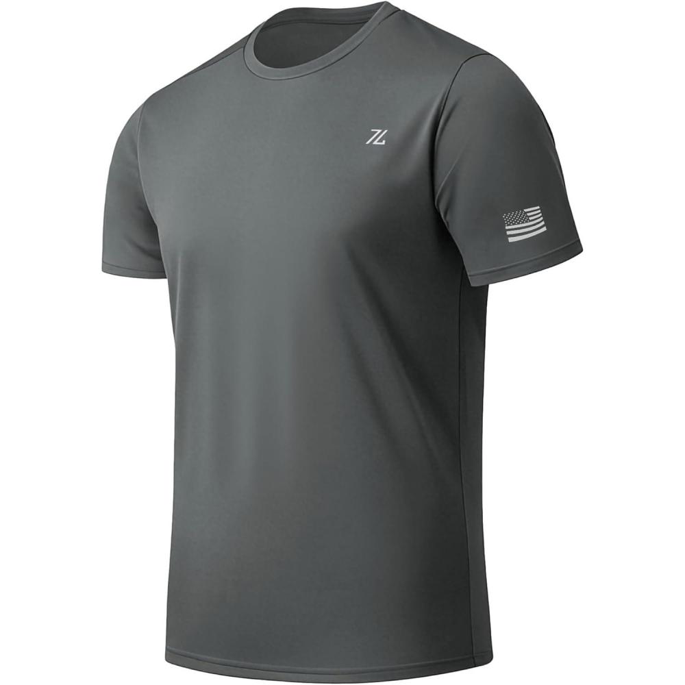 imageZITY Mens Swim Shirt Short Sleeve UPF 50 Sun Protection Fishing Rash Guard TShirts Lightweight Workout Running ShirtsDark Grey