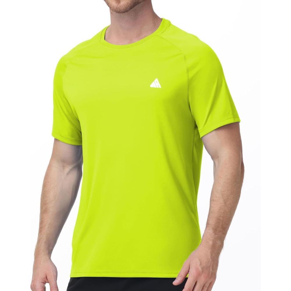 imageZITY Mens UPF 50 Rash Guard Swim Shirt Short Sleeve UV Protection for Swimming Surfing Beach Quick Dry LightweightGreen