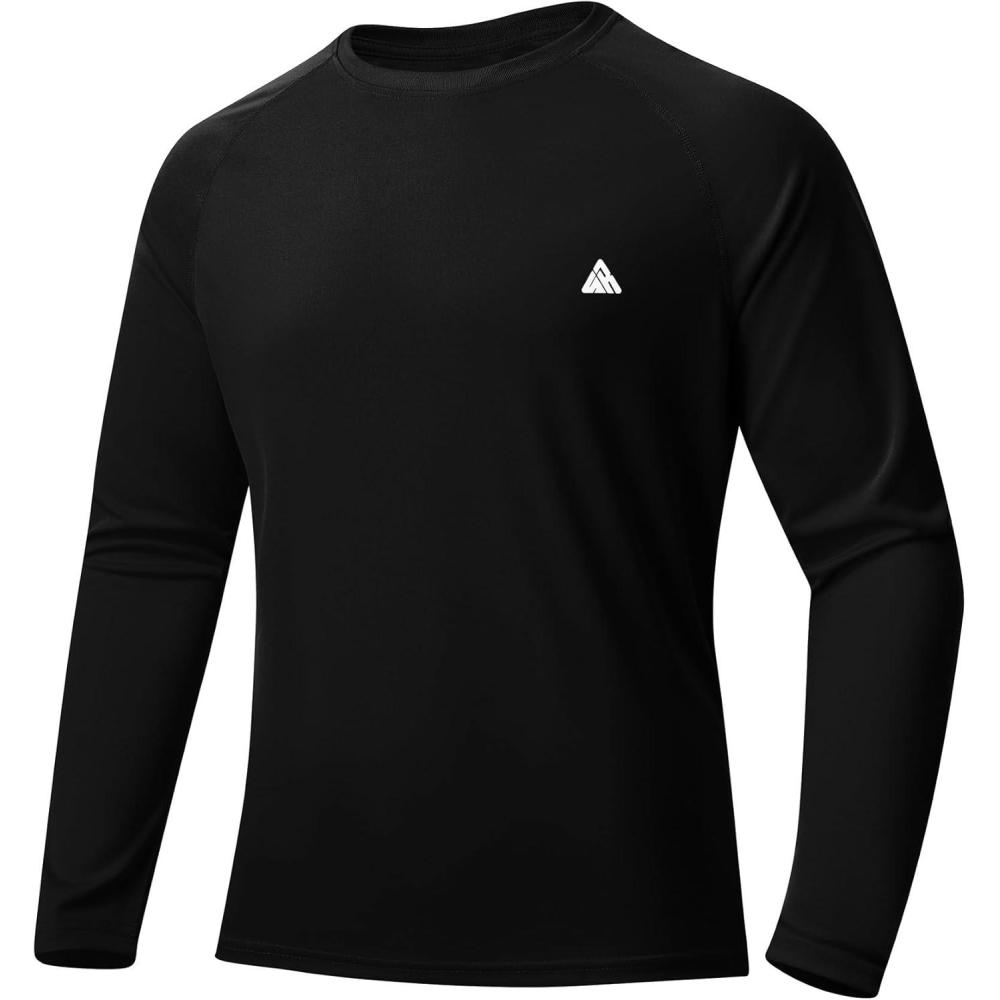 imageZITY Mens UPF 50 Sun Protection Shirts Long Sleeve Lightweight Rash Guard UV SPF Fishing Hiking Running Workout TShirtBlack