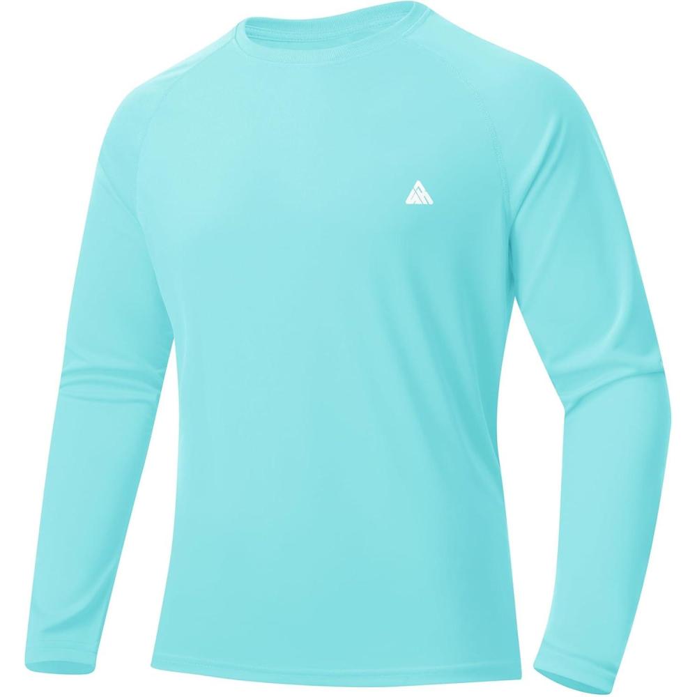 imageZITY Mens UPF 50 Sun Protection Shirts Long Sleeve Lightweight Rash Guard UV SPF Fishing Hiking Running Workout TShirtLight Blue