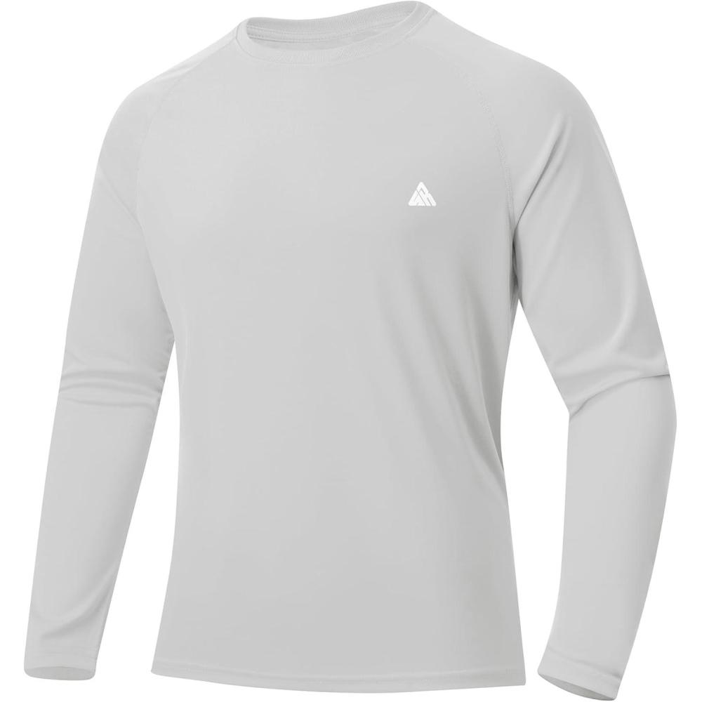 imageZITY Mens UPF 50 Sun Protection Shirts Long Sleeve Lightweight Rash Guard UV SPF Fishing Hiking Running Workout TShirtLight Grey
