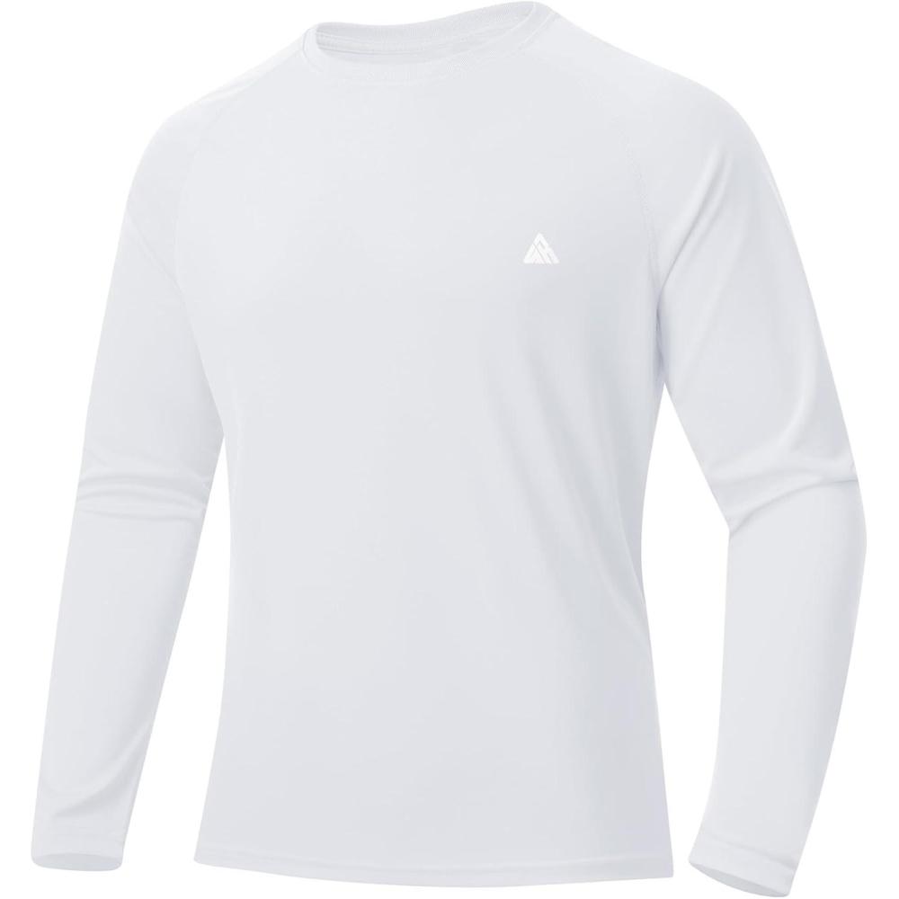 imageZITY Mens UPF 50 Sun Protection Shirts Long Sleeve Lightweight Rash Guard UV SPF Fishing Hiking Running Workout TShirtWhite