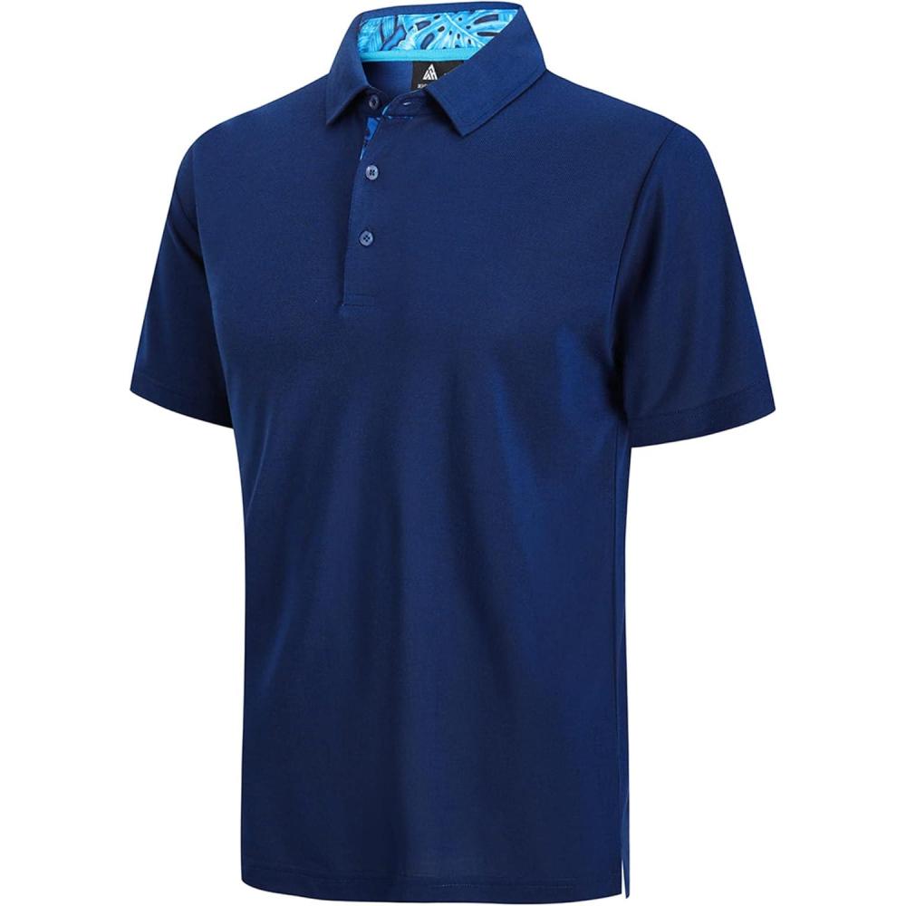 imageZITY Polo Shirts for Men Golf Polo Casual Shirts Short Sleeve Moisture Wicking Collared ShirtsNavy