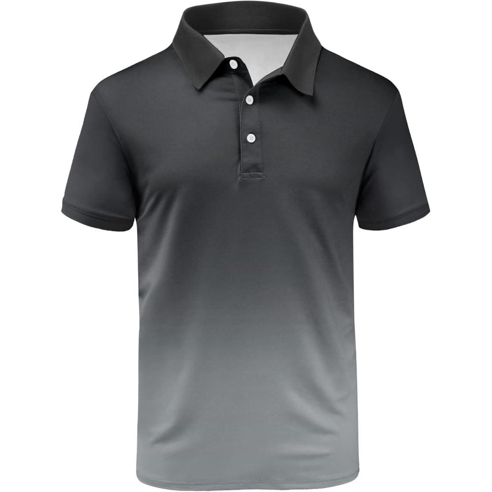 imageZITY Polo Shirts for Men Short Sleeve Button Down Collar Gradient Shirts MoistureWicking Athletic Mens Golf Polo ShirtBgr