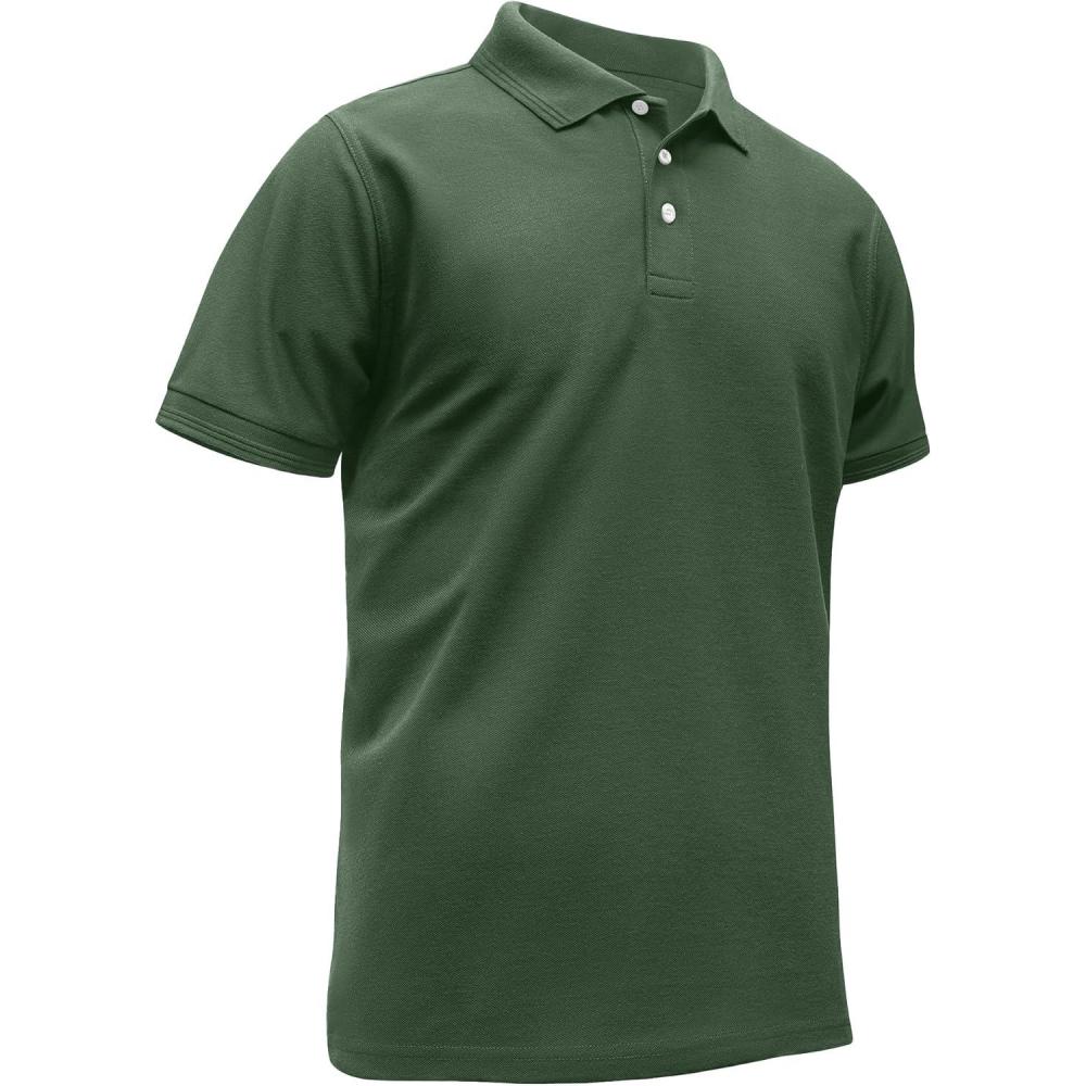 imageZITY Polo Shirts for Men Short Sleeve Summer Moisture Wicking Causal Collared Golf Tennis TShirtArmy Green