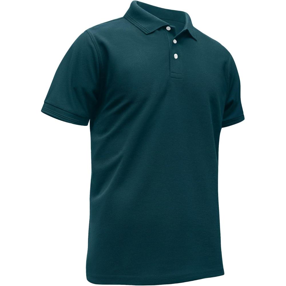 imageZITY Polo Shirts for Men Short Sleeve Summer Moisture Wicking Causal Collared Golf Tennis TShirtDark Teal Blue