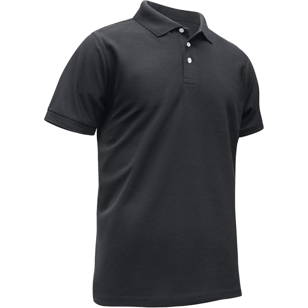 imageZITY Polo Shirts for Men Short Sleeve Summer Moisture Wicking Causal Collared Golf Tennis TShirtGrey