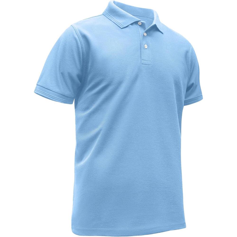 imageZITY Polo Shirts for Men Short Sleeve Summer Moisture Wicking Causal Collared Golf Tennis TShirtMoon Blue