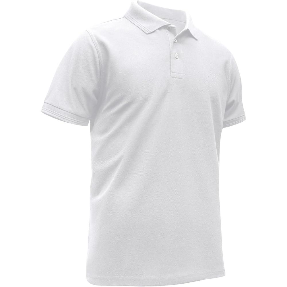 imageZITY Polo Shirts for Men Short Sleeve Summer Moisture Wicking Causal Collared Golf Tennis TShirtWhite