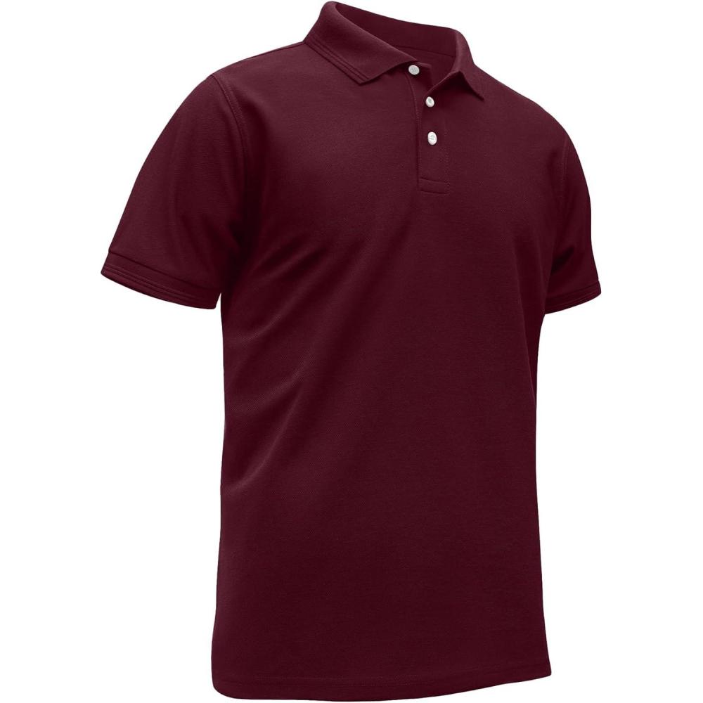 imageZITY Polo Shirts for Men Short Sleeve Summer Moisture Wicking Causal Collared Golf Tennis TShirtWine Red