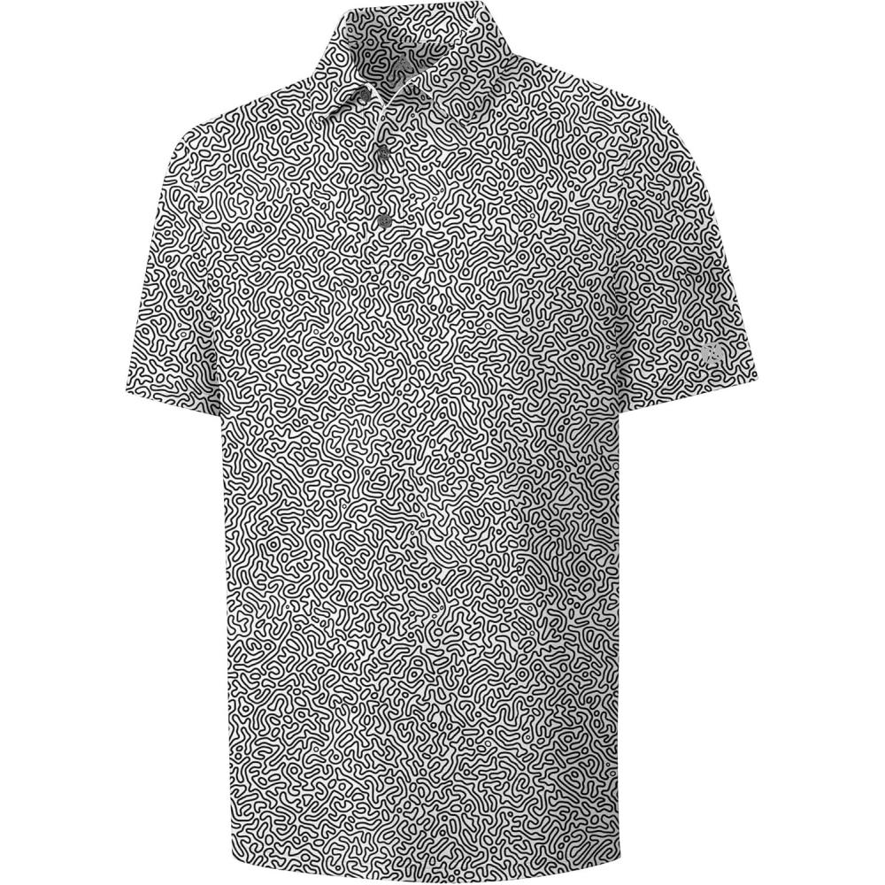 imageZITY Select Mens Golf Shirts Short Sleeve Print Performance Polo Moisture Wicking Casual Collared Golf Shirts for MenBlack White Dot Texture