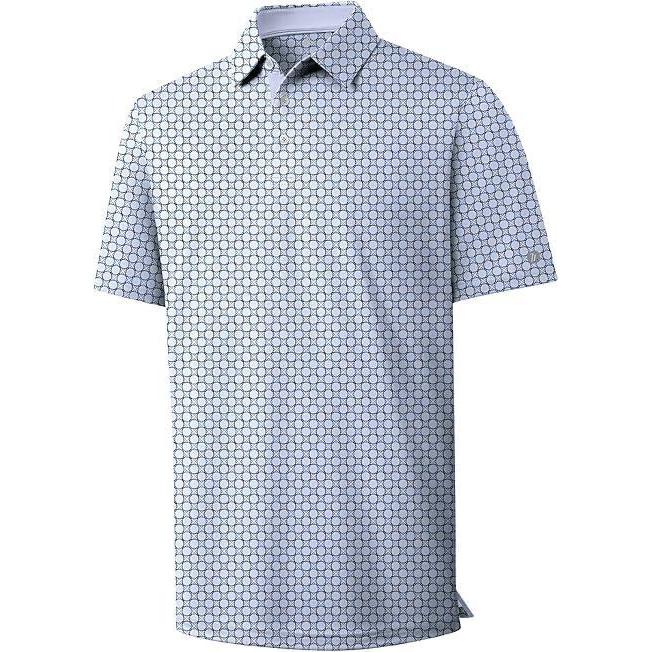 imageZITY Select Mens Golf Shirts Short Sleeve Print Performance Polo Moisture Wicking Casual Collared Golf Shirts for MenBlue Gray Geometric