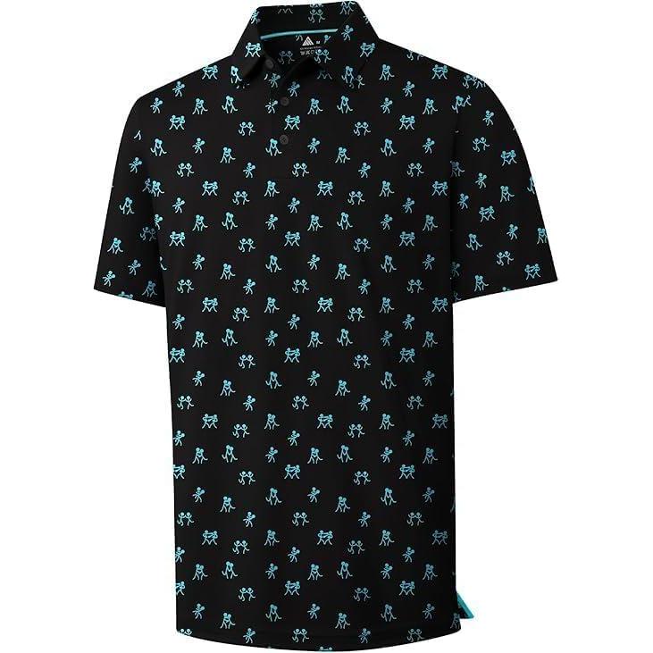 imageZITY Select Mens Golf Shirts Short Sleeve Print Performance Polo Moisture Wicking Casual Collared Golf Shirts for MenBlue Stick Figure