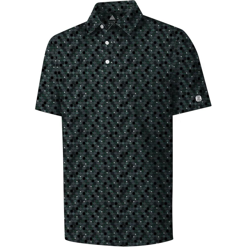 imageZITY Select Mens Golf Shirts Short Sleeve Print Performance Polo Moisture Wicking Casual Collared Golf Shirts for MenDark Green Octagram