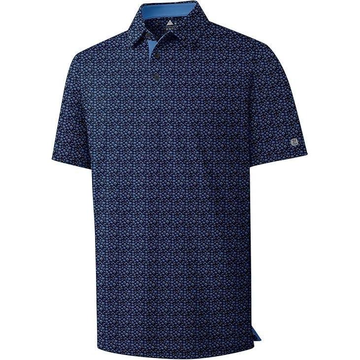 imageZITY Select Mens Golf Shirts Short Sleeve Print Performance Polo Moisture Wicking Casual Collared Golf Shirts for MenNavy Blue Daisy