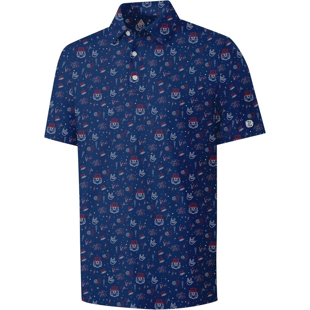 imageZITY Select Mens Golf Shirts Short Sleeve Print Performance Polo Moisture Wicking Casual Collared Golf Shirts for MenNavy Festival Party