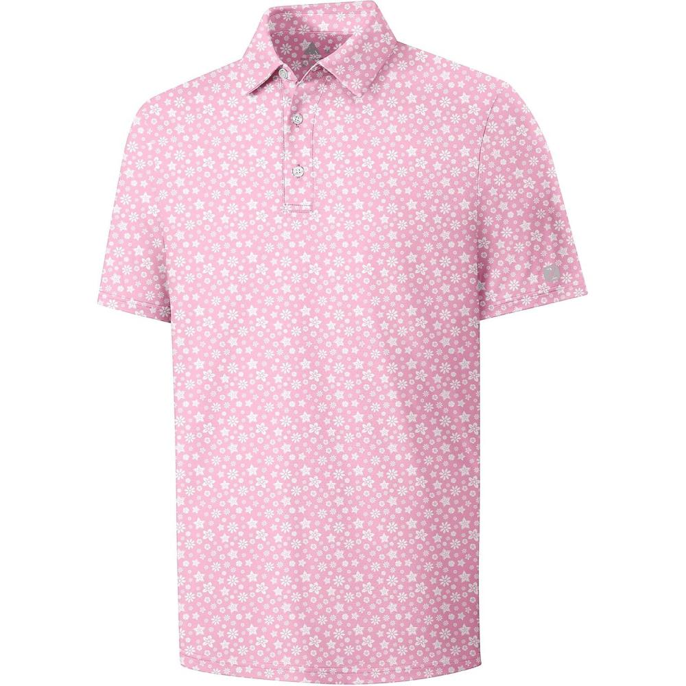 imageZITY Select Mens Golf Shirts Short Sleeve Print Performance Polo Moisture Wicking Casual Collared Golf Shirts for MenPink Flower