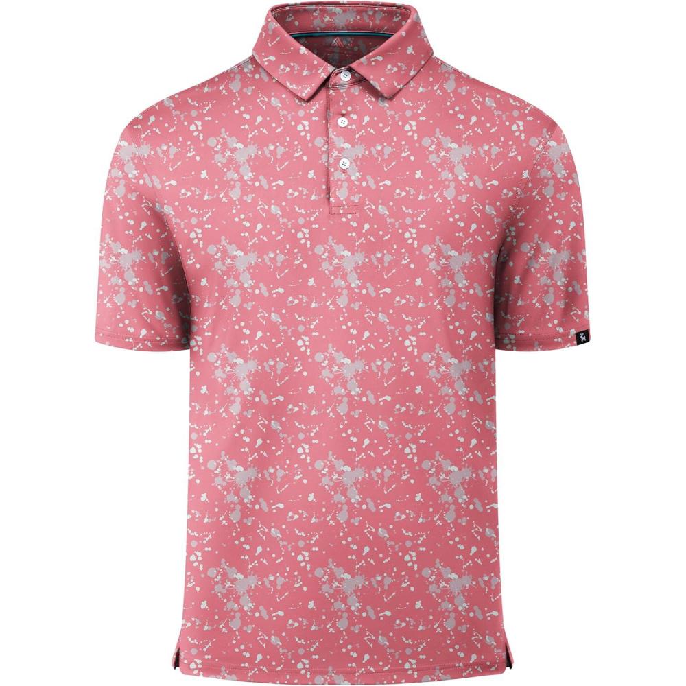 imageZITY Select Mens Golf Shirts Short Sleeve Print Performance Polo Moisture Wicking Casual Collared Golf Shirts for MenPink Splash